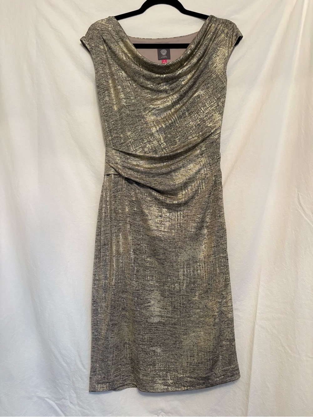 Vince Camuto Metallic Gold Midi Dress